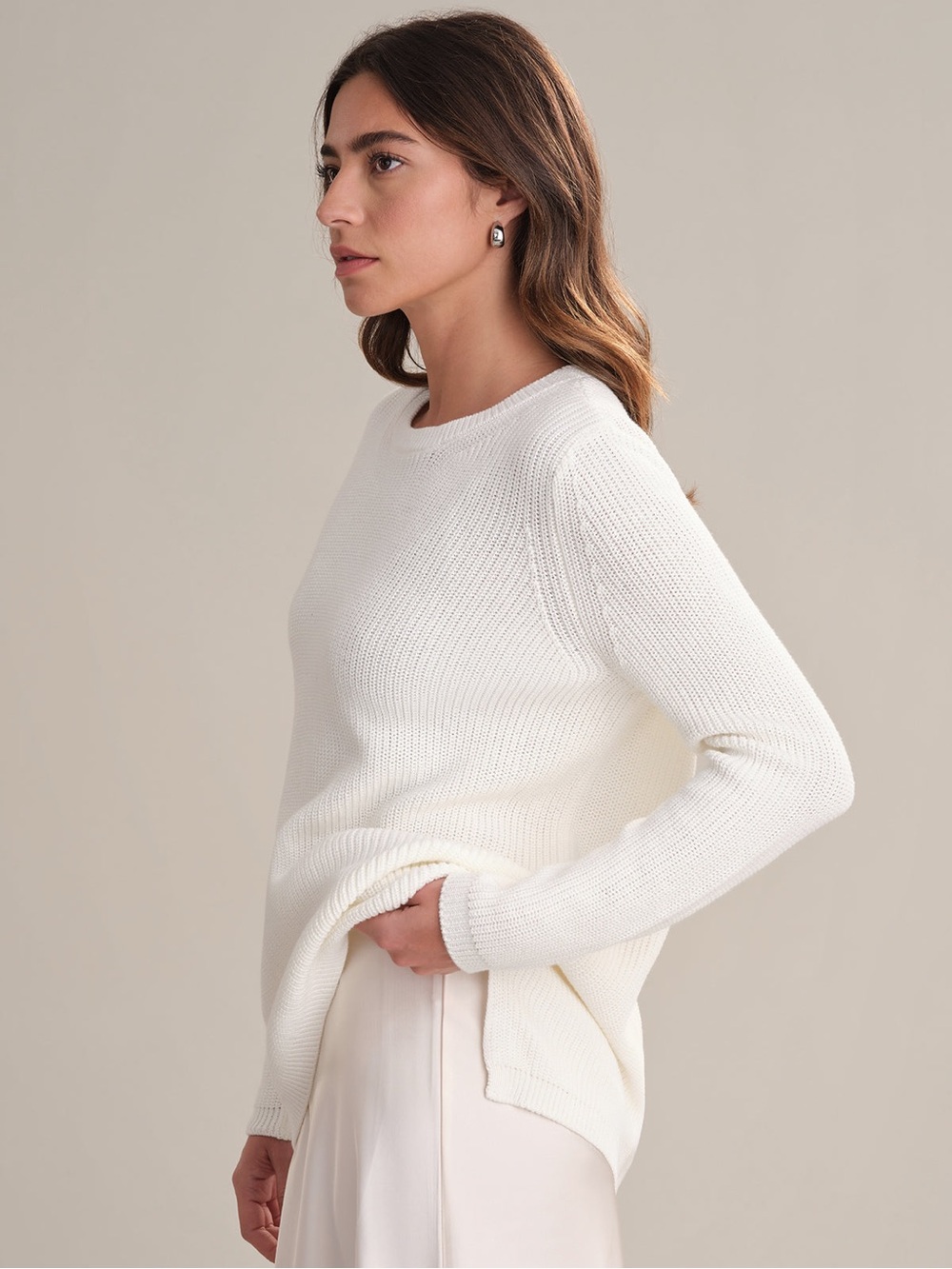 525 America EMMA: CREWNECK SHAKER STITCH COTTON SWEATER - Picture 2 of 9